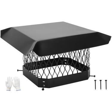 Imagem de G GOOD GAIN Tampa De Chaminé - 9 X Polegadas, Capa Para Exterior Em Aço Galvanizado, Capas Chuva Lareira Com Placa Cobertura, Adequada Azulejos Existentes Parafusos E Luvas Metal Ajustáveis