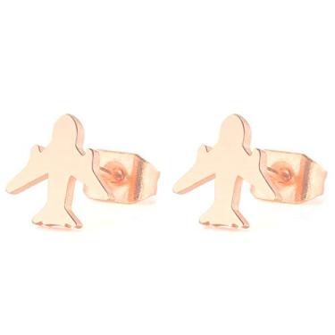 Imagem de Brincos pequenos de cartilagem de avião de aço inoxidável para mulheres e homens, minimalistas, fofos, aeronaves, mini piercing de tragus, avião delicado, viagem pelo mundo, aeromoça, pilotos