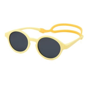 Imagem de NULOOQ Óculos de sol polarizados para bebês com alça de silicone - Óculos de sol flexíveis TPEE flexíveis para bebês de 0 a 24 meses, C1* (armação amarela/lente cinza), 116