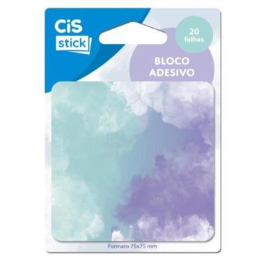 Imagem de Bloco Adesivo Sticky Notes Decorado Azul 75x75mm - 20 Folhas - Cis