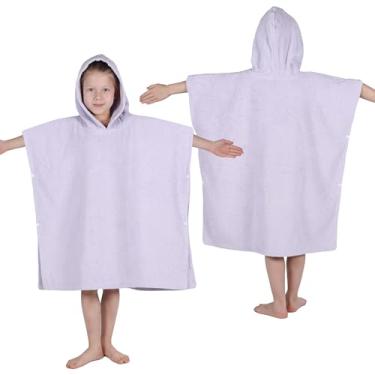 Imagem de Superior Poncho de algodão felpudo infantil, toalha de banho macia e absorvente com capuz, acessórios de banheiro, longos, roupões de banho de pelúcia para banho, chuveiro, spa, resort, hotel, praia