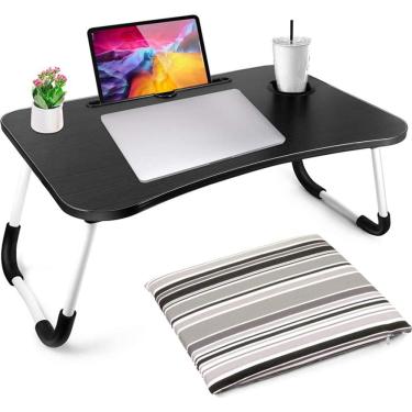 Imagem de Mesa Notebook Dobravel Multiuso Com Suporte E Porta Copo Para Sofa Cama Preto