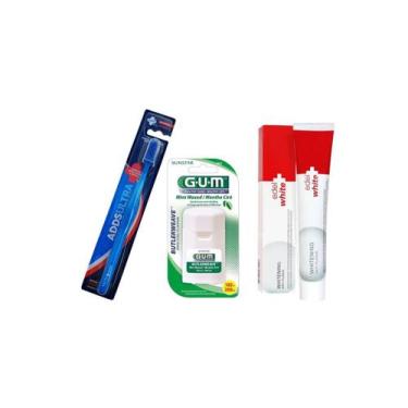 Imagem de Kit De Saúde Bucal Escova Dental, Creme E Fio Dental - Edel White
