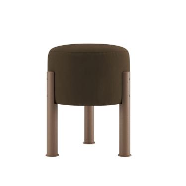 Imagem de Puff Redondo Estofado Banqueta Tecido Suede Apoio Para Os Pés