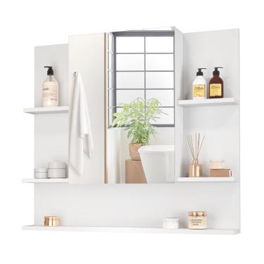 Imagem de Armário Suspenso Para Banheiro Espelheira Com Prateleiras E Nichos