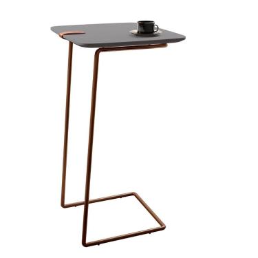 Imagem de Mesa Apoio Lateral Para Sofá Atenas Pé Café Laca Concreto