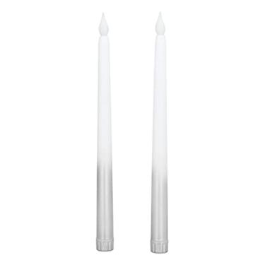 Imagem de Velas Sem Chama Do Atarraxamento De 2 Pacotes, Velas Atarraxadas Do Diodo Emissor De Luz A Pilhas Varas Sem Chama Da Vela Do Diodo Emissor De Luz Para A Festa De Aniversário(Meio spray prateado)