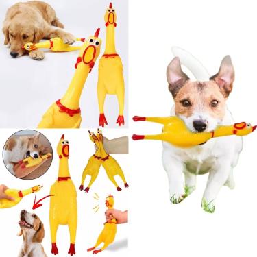 Imagem de 5 Mordedor Cachorros Frango Galinha Brinquedo Pets De Borracha Pequena