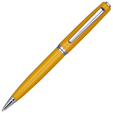 Imagem de Lanier Caneta esferográfica amarela Clara – Corpo transparente amarelo brilhante com peças cromadas brilhantes e anel cromado com ponta média, refil de estilo cruzado de 0,7 mm