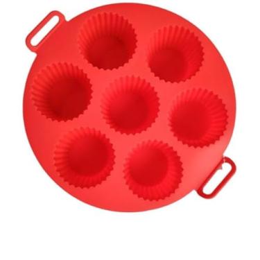 Imagem de Forma De Silicone Para Cupcake Mini Bolo Airfryer Microondas(Vermelho)