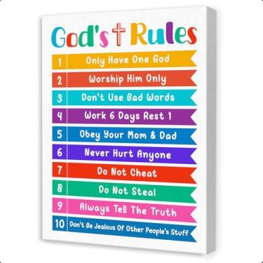 Imagem de OTINGQD Arte de parede cristã para crianças, decoração de parede das escrituras bíblicas, arte de parede de berçário cristão, decorações de escola dominical para sala de aula, decoração de parede em