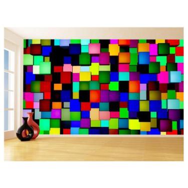 Imagem de Papel De Parede 3D Geométrico Cubos Coloridos 3,5M Gmt64 - Você Decora