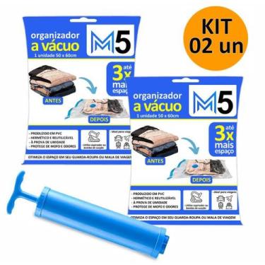 Imagem de Kit 2 Saco A Vácuo 50X60Cm Organizador Hermético Mala Viagem - M5 Arma