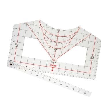 Imagem de Colaxi Guia de régua para camisetas Guia de impressão faça você mesmo Suprimentos de costura Artesanato leve Multiuso Ferramenta de medição de camisas Régua