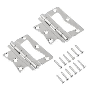 Imagem de Pacote com 2 dobradiças de borboleta de aço inoxidável de substituição para casas móveis/dobradiças interiores de trailers, dobradiças de borboleta pesadas não encaixadas com parafusos de montagem