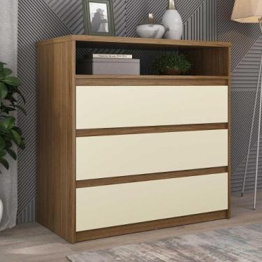 Imagem de Cômoda Quarto 91,5cm x 90cm com 3 Gavetas e Nicho 100% MDF - Mambel Q,