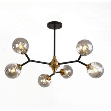 Imagem de Sputnik Chdelier Vintage Globo De Vidro Luz De Teto Iluminação Luminárias E27 Fonte De Luz Altura Ajustável Pendt Luz Para Quarto, Smoke Gray, 10 head