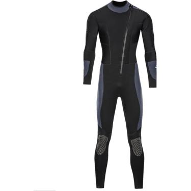 Imagem de Roupa De Mergulho Masculina, Ultra Stretch 5mm Neoprene One Piece Protetor Solar Quente Com Zíper Frontal Para Esportes Aquáticos Roupa De Banho Manga Longa, Para Natação/snorkeling, M