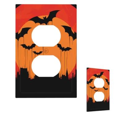 Imagem de Papel de parede laranja placas de interruptor de luz duplex simples capas de tomada placa de parede 1 gangue capas decorativas de placa frontal elétrica para decoração de casa de badroom 7,6 x 12,7 cm
