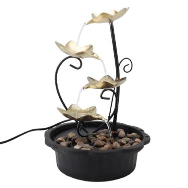 Imagem de Fonte da mesa de Vomeko com luzes LEDs fluindo fonte de mesa de água para casa e escritório, decoração de relaxamento movida a USB com bomba silenciosa de fluxo ajustável (9,1