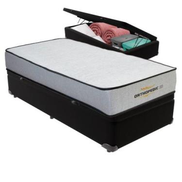 Imagem de Cama Box Baú Solteirão Preto e Colchão Orthopedic D33 V-Tech