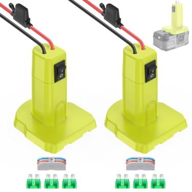 Imagem de KOEZEOI Pacote Com 2 Adaptadores De Roda Elétrica Para Kit Conversor Bateria Ryobi 18V Fusível E Interruptor, Terminais Fio 12Awg, Faça Você Mesmo, Caminhão Brinquedo Brinquedos Rc