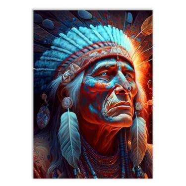 Imagem de Placa Decorativa Índio Cacique Pajé Ancião Ilustração Decoração Poster Quarto Sala