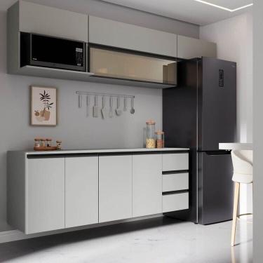 Imagem de Cozinha Modulada 6 Peças 4 Aéreos 2 Balcões Nara Cabecasa Madeiramadeira Cinza