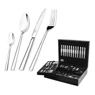 Imagem de Faqueiro mykonos 130 peças hercules estojo madeira 4000-130