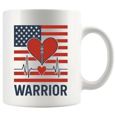 Imagem de Presente de recuperação de guerreiro cirurgia de coração aberto coração cirurgia sobrevivente batimento cardíaco para paciente de artéria coronária de amigos família caneca de cerâmica 325 ml branca