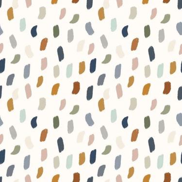 Imagem de Papel De Parede Revoada Mini Pinceladas Mostarda, Marinho, Bege E Cinza 4421