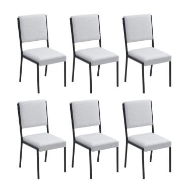 Imagem de Conjunto 6 Cadeiras para Sala de Jantar Lisboa Cinza / Preto
