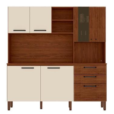 Imagem de Cozinha Compacta Com Tampo 182 Cm Nogueira Off White