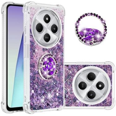 Imagem de Dinglijia Capa de ajuste fino para Xiaomi Redmi 14C 4G, capa para Xiaomi Poco C75, capa de proteção de silicone com efeito areia movediça líquido com glitter para Xiaomi Poco C75/Redmi 14C 4G, WZ roxo
