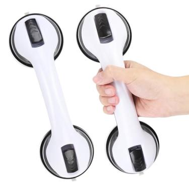 Imagem de Barras de sucção para banheiras e chuveiros, pacote com 2 alças de chuveiro de 30 cm para idosos, barra de apoio antiderrapante para banheiras de banheiro (preto)