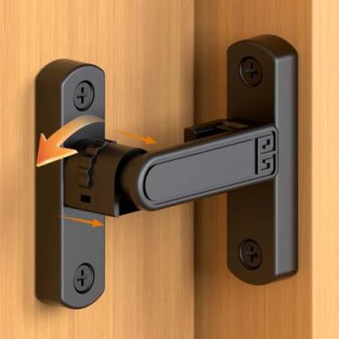 Imagem de Fechadura de porta de celeiro, trava de porta de 90/180 graus, diferença de altura de bloqueio ajustável de 0-7 mm, trava de porta deslizante de liga de zinco para celeiros, galpões, portas de cerca