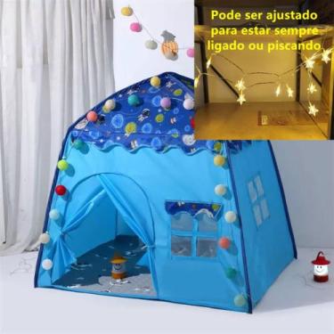 Imagem de Barraca Infantil Menina Rosa Flor Com Luz Cabana Menino Azul foguete -