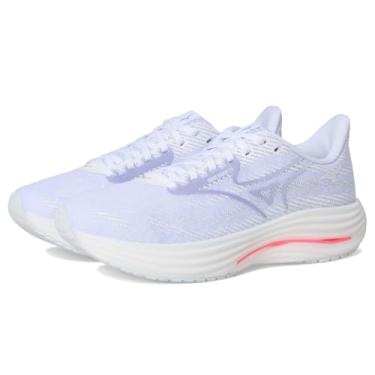 Imagem de Mizuno Tênis feminino Wave Rider 29, Branco/azul islandês, 11 Wide