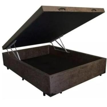 Imagem de Cama Box Baú Casal Padrão 48cm de altura - Estrutura Reforçada, Suporta 150kg por Pessoa (Marrom)
