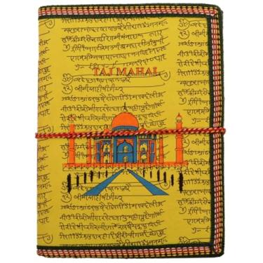 Imagem de Diário de papel feito à mão Purpledip 'Taj Mahal, símbolo eterno do amor': caderno diário vintage com fecho de rosca (11158)