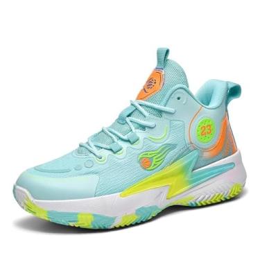 Imagem de Novetra Tênis de basquete masculino da moda, calçados esportivos antiderrapantes para atividades ao ar livre(Green,42 BR)