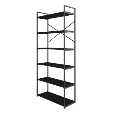 Imagem de Estante Alta C/06 Prateleiras 185x80x33cm Yon Preto Tx/ Preto Tx/