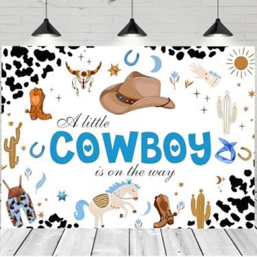 Imagem de Banner de boia ocidental feliz aniversário pano de fundo caubói chá de bebê fundo de vaca rodeio ocidental chapéu cacto cavalo foto fundo adereços (A, 2,8 x 1,5 m)