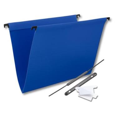 Imagem de Organização De Arquivos 100 Pastas Com Visor Completa - Polycart, Azul