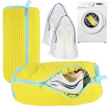 Imagem de Vonlarka Saco Para Máquina De Lavar Sapatos, Limpeza Sapatos Todos Os Tipos, Sacos E Secar Roupa - Kit Reutilizável Tênis (Amarelo, 2 Peças)