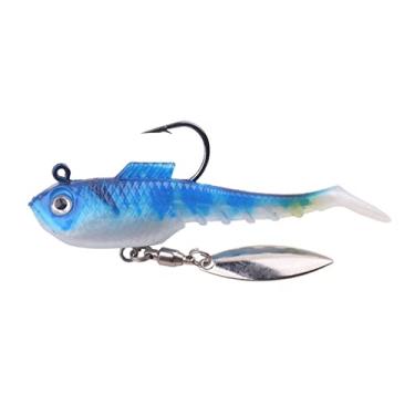 Imagem de ZZTWER Isca macia com colher rotativa isca de pesca 70 mm 11,5 g Shad Jig Iscas de silicone artificial carpa robalo