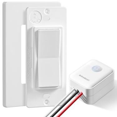 Imagem de SURAIELEC Wireless Light Switch and Receiver Kit, Decorator Rocker Wall Switch, 15 AMP, 100FT RF Range, No Wiring No WiFi, Remote Control Light Switch, Neutral Wire Required (Upgrade Antenn