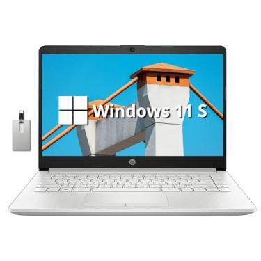 Imagem de HP Laptop BrightView HD Premium Stream de 14 polegadas, Intel Celeron N4120, 8 GB de RAM, 64 GB eMMC, Intel UHD Graphics, webcam HD, 1 ano de escritório 365, WiFi 5, Bluetooth, Win 11s, prata, cartão