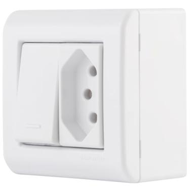 Imagem de Tramontina Caixa de Sobrepor com 1 Interruptor Simples 10 A 250 V e 1 Tomada 2P+T 10 A 250 V LizFlex Branca