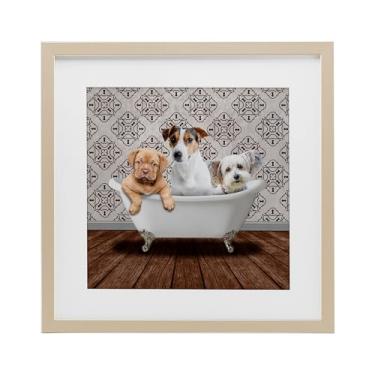 Imagem de Stupell Industries Impressão emoldurada Bath Buddies Dog Trio Birch Under Glass por Marcus Prime, 40,6 x 40,6 cm